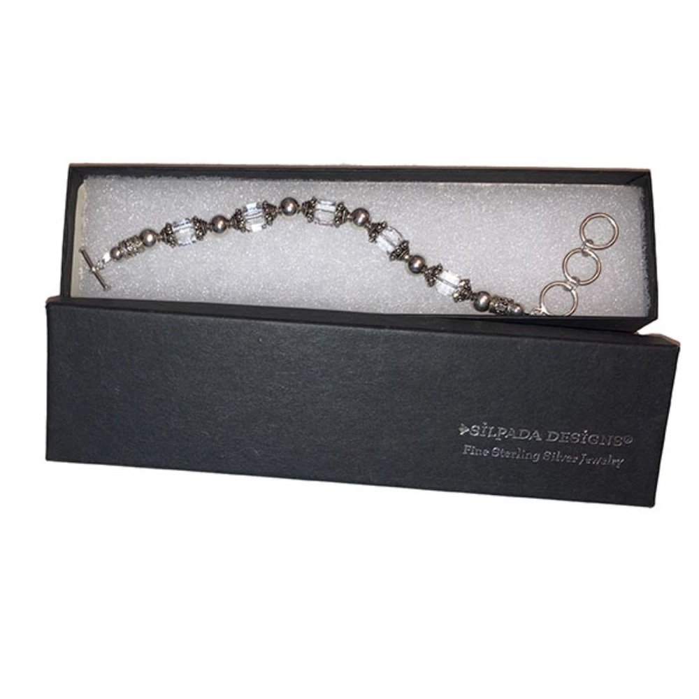 SILPADA retired Sterling Silver, crystal and hematite bracelet.